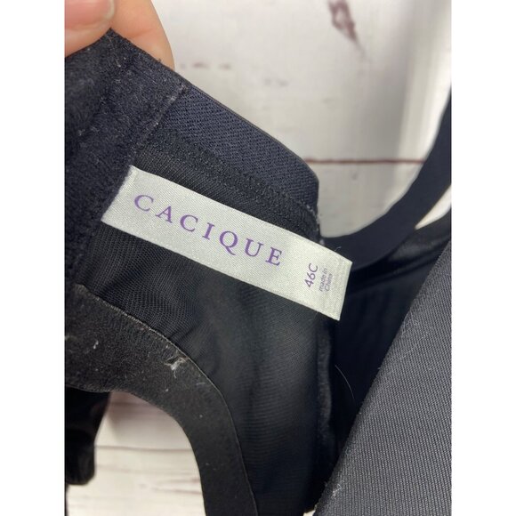 Cacique Black Padded Adjustable Hook eye Closure Bra Size 46C - Picture 6 of 6